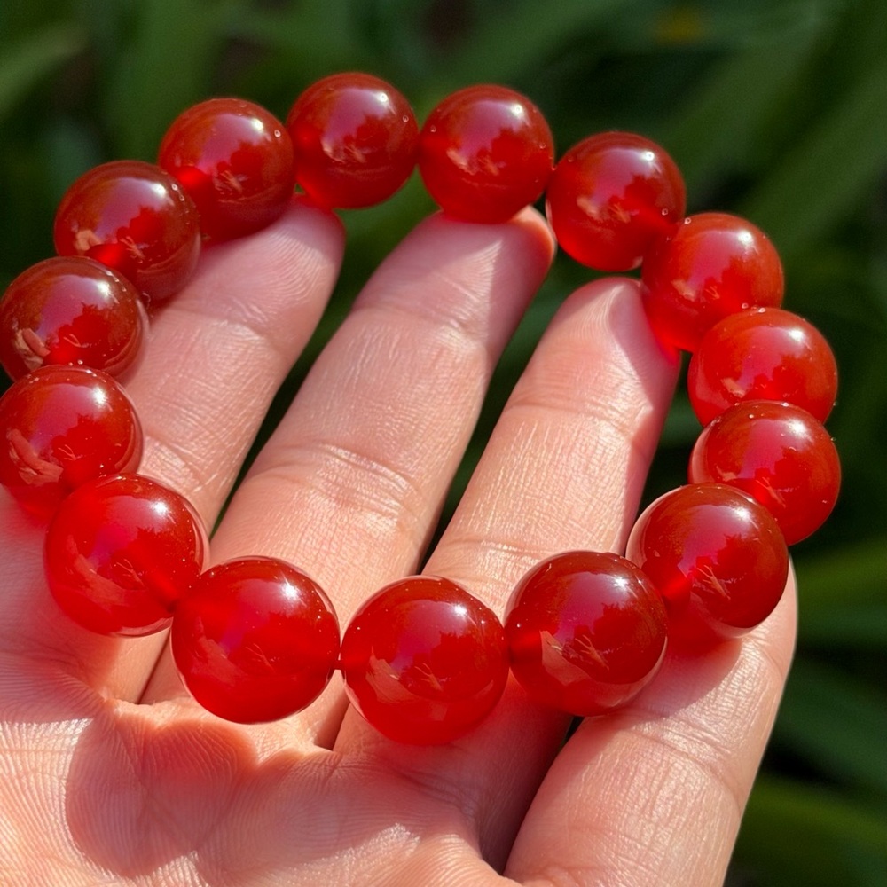 14mm stretchable red carnelian bracelet 0371